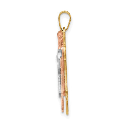 14K Tricolor-Gold Charm „Große Schwester und kleiner Bruder“ zum Gravieren