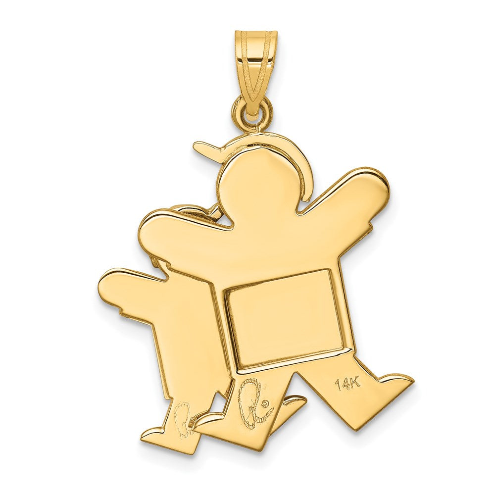 14K Bicolor-Gold Anhänger „Großer Junge und Kleiner Junge" zum Gravieren
