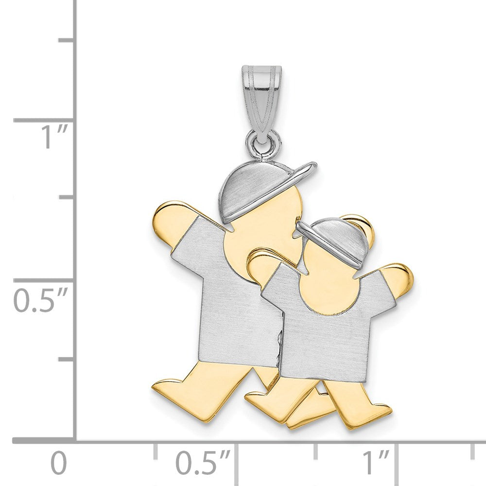 14K Bicolor-Gold Anhänger „Großer Junge und Kleiner Junge" zum Gravieren