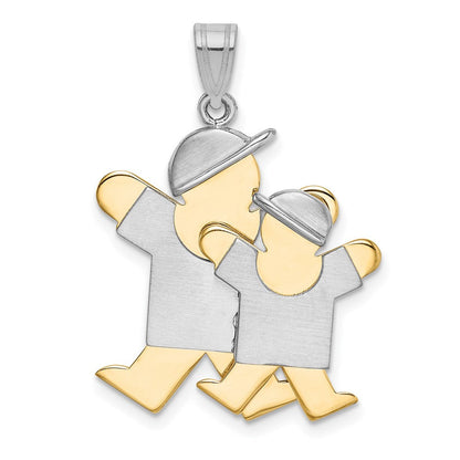 14K Bicolor-Gold Anhänger „Großer Junge und Kleiner Junge" zum Gravieren