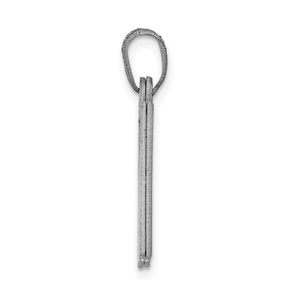 14K Weißgold massiver satinierter Chai-Charm