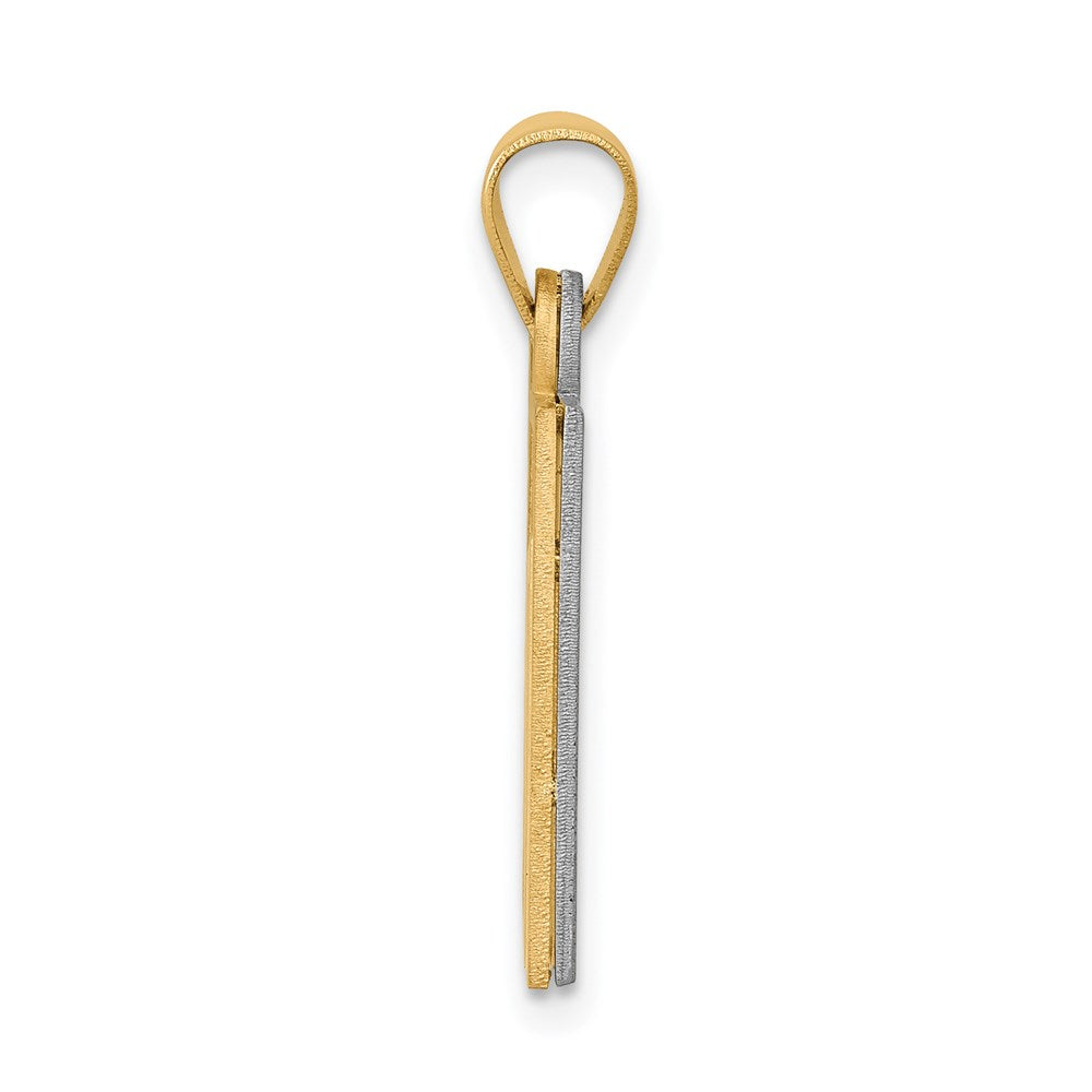 14K Bicolor Gold massiver Chai-Charm mit Satinfinish