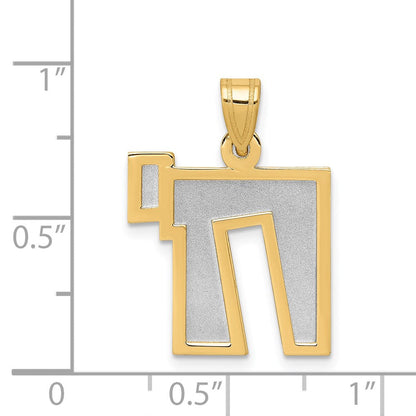 14K Bicolor Gold massiver Chai-Charm mit Satinfinish