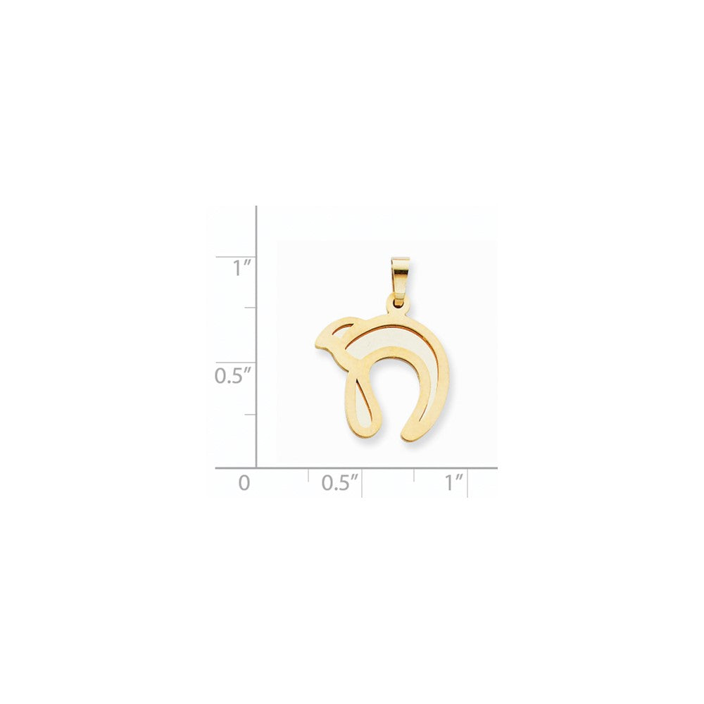 14K Bicolor Gold massiver Chai-Charm mit Satinfinish