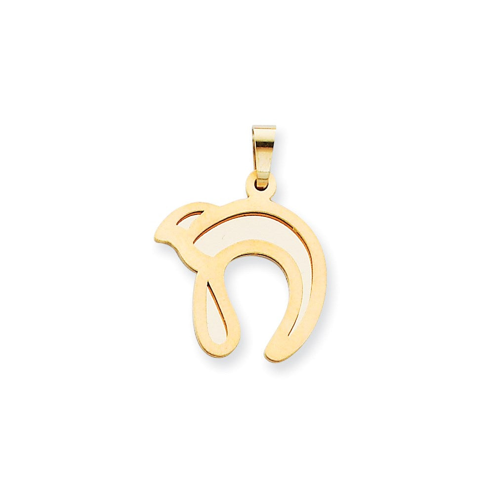 14K Bicolor Gold massiver Chai-Charm mit Satinfinish