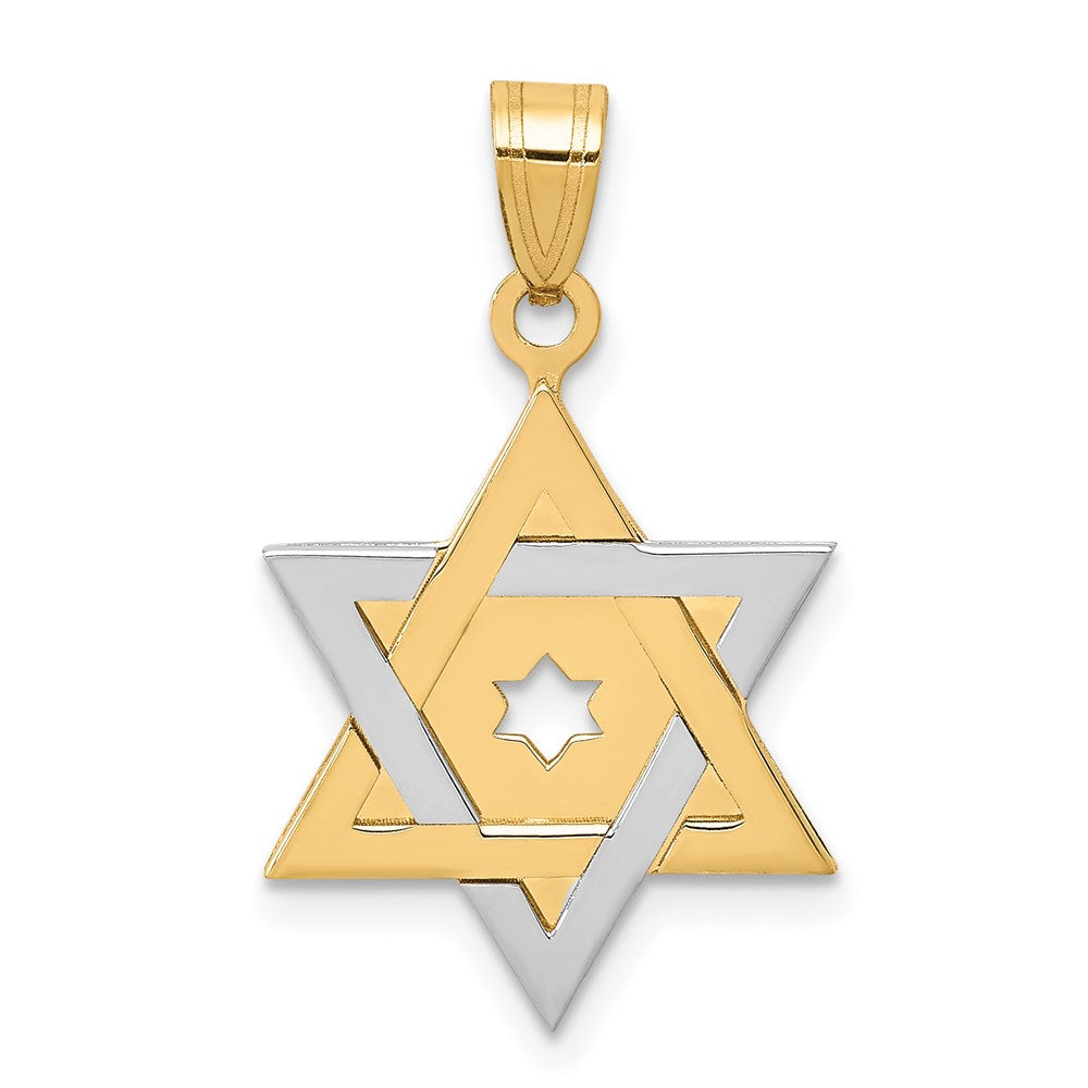 14K Bicolor-Gold Davidstern-Anhänger