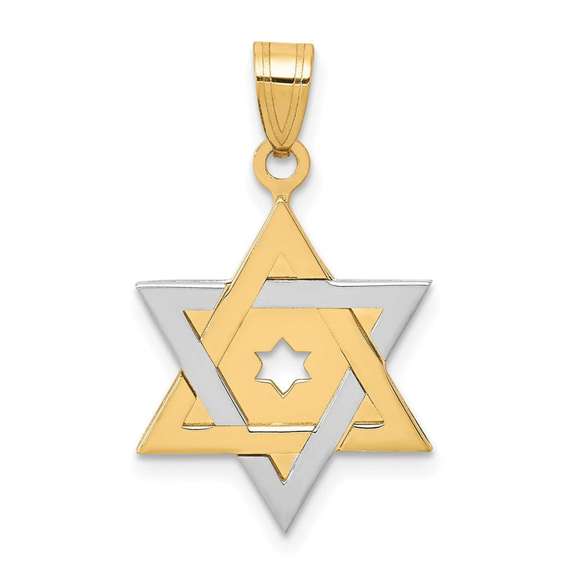 14K Bicolor-Gold Davidstern-Anhänger