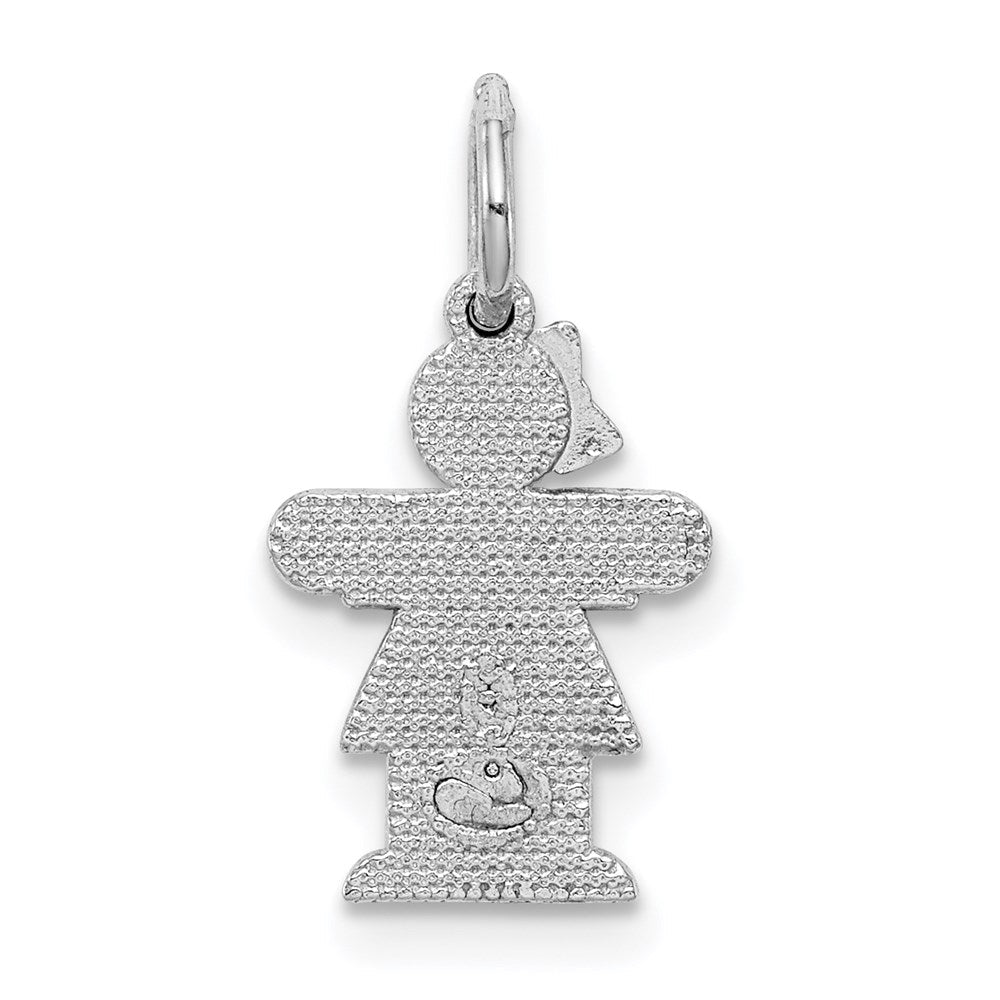 14K Weißgold Mini-Mädchen-Umarmung-Charm mit Diamanten