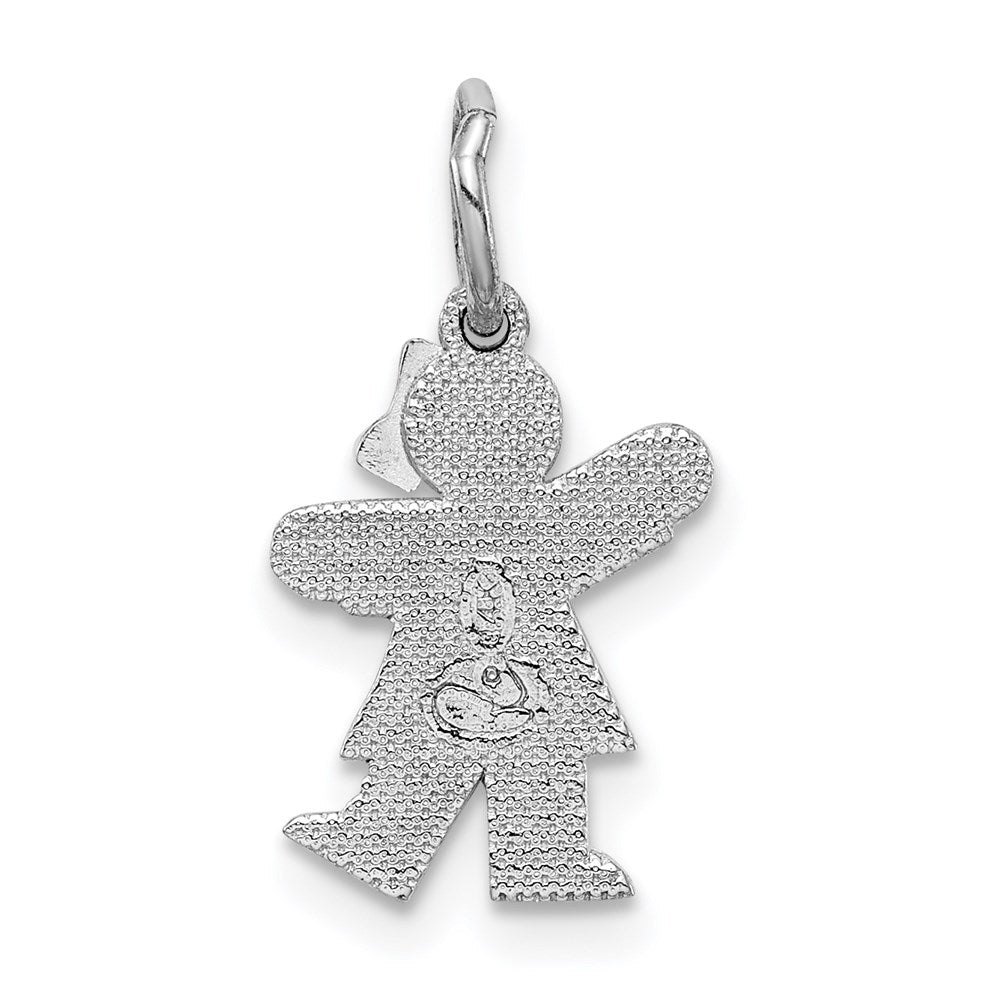 14K Weißgold Mini-Mädchen-Kuss-Charm