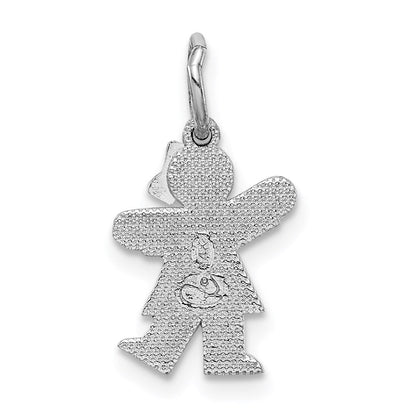 14K Weißgold Mini-Mädchen-Kuss-Charm