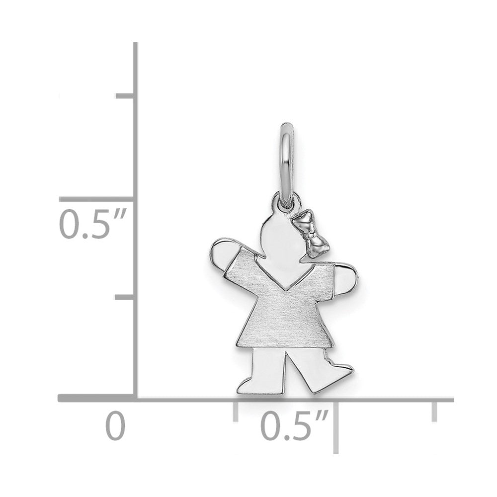 14K Weißgold Mini-Mädchen-Kuss-Charm
