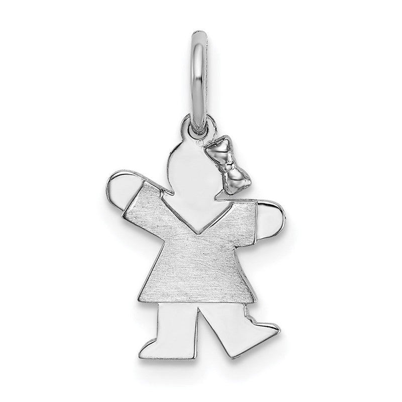 14K Weißgold Mini-Mädchen-Kuss-Charm