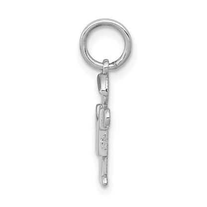 14K Weißgold Weißer Mini-Junge-Umarmung-Charm