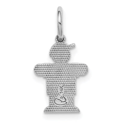 14K Weißgold Weißer Mini-Junge-Umarmung-Charm