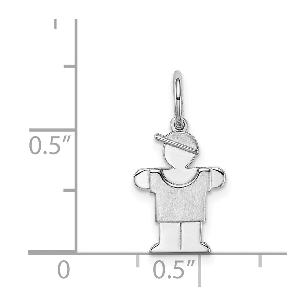 14K Weißgold Weißer Mini-Junge-Umarmung-Charm