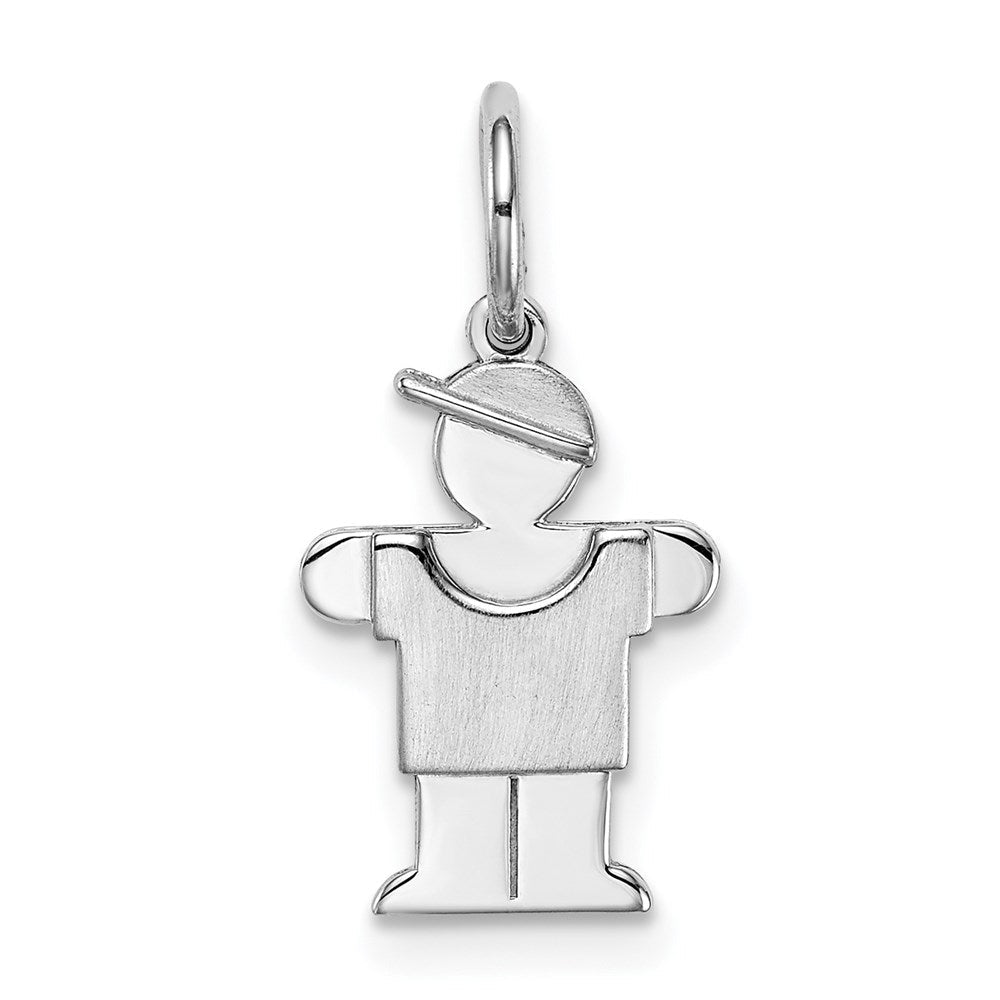 14K Weißgold Weißer Mini-Junge-Umarmung-Charm