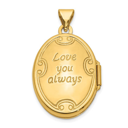 14K Gelbgold 14K Liebe You Immer Wirbel Wendbar Medaillon