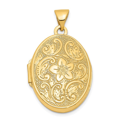 14K Gelbgold 14K Scrolled Blumen Medaillon