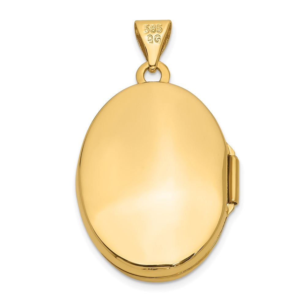 14K Gelbgold 14K Hand Graviert Blumen Oval Medaillon