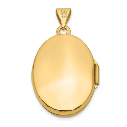 14K Gelbgold 14K Hand Graviert Blumen Oval Medaillon