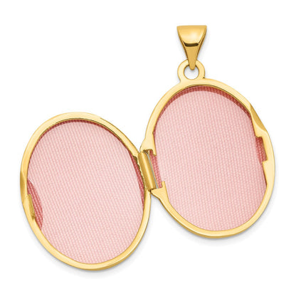 14K Gelbgold 14K Hand Graviert Blumen Oval Medaillon