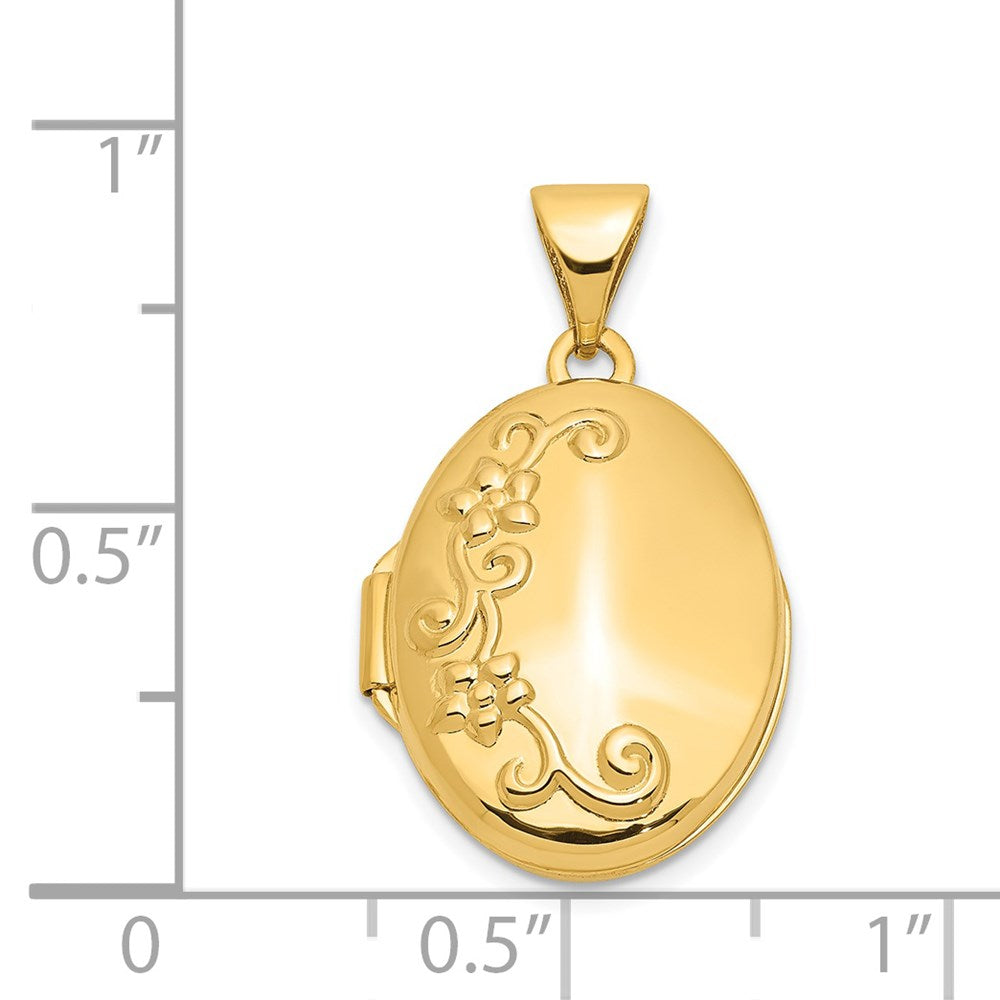 14K Gelbgold 14ky Blumen Oval Medaillon