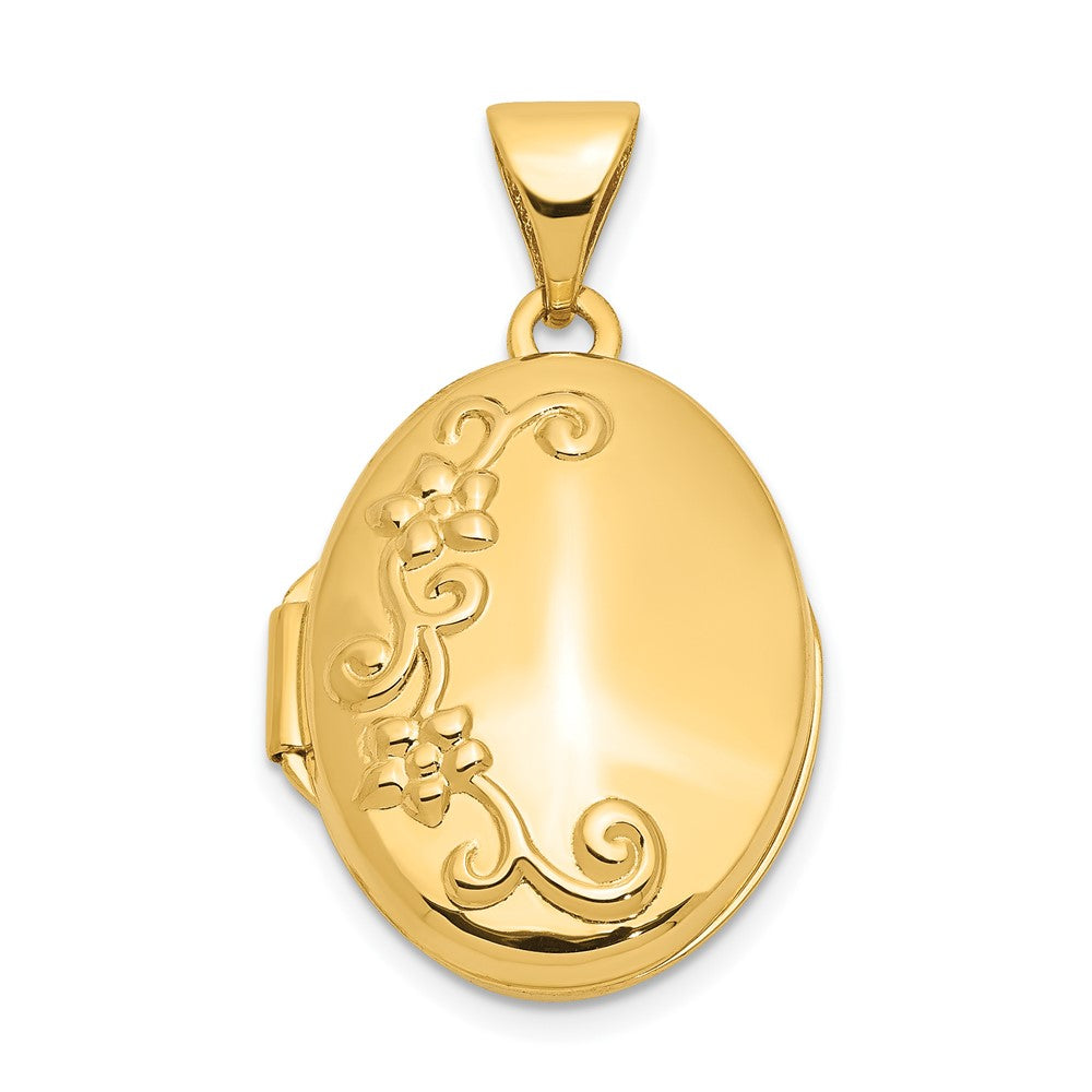 14K Gelbgold 14ky Blumen Oval Medaillon