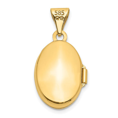 14K Gelbgold 14ky Schlicht Poliert Oval Medaillon