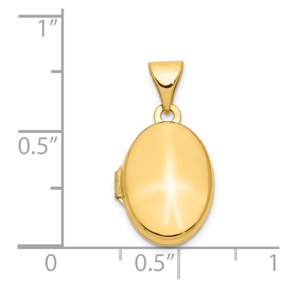 14K Gelbgold 14ky Schlicht Poliert Oval Medaillon