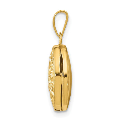14K Gelbgold 14ky Gekugelt Ranke Design Oval Medaillon