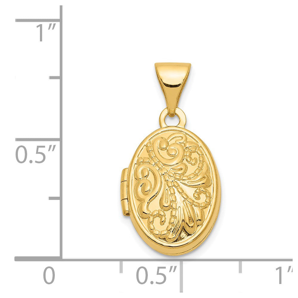14K Gelbgold 14ky Gekugelt Ranke Design Oval Medaillon