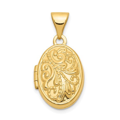 14K Gelbgold 14ky Gekugelt Ranke Design Oval Medaillon