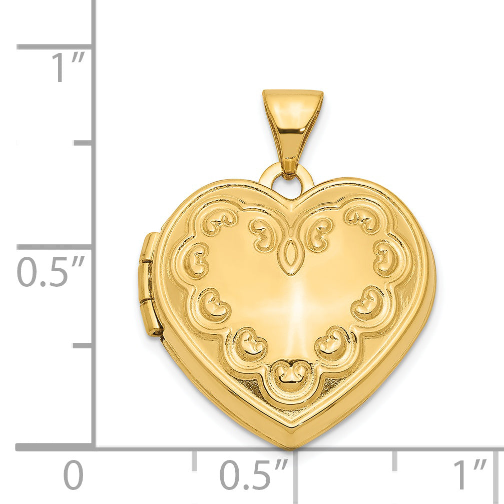 14K Gelbgold 14K Gewölbt Herz Medaillon