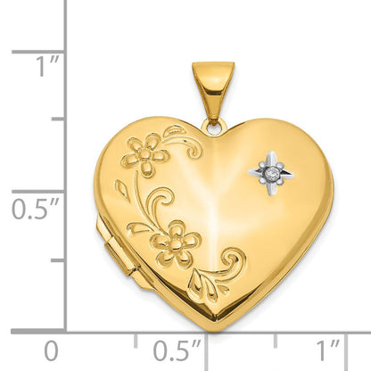 14K Gelbgold 14K Diamant Blumen Familie Herz Medaillon