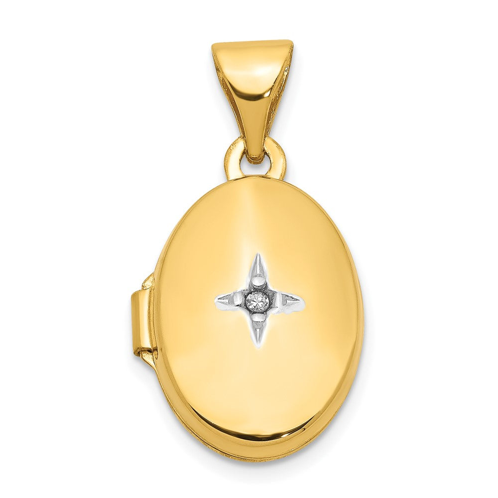 14K Gelbgold 14K Diamant Oval Medaillon