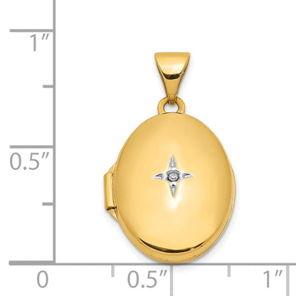 14K Gelbgold 14K Diamant Oval Medaillon