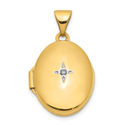 14K Gelbgold 14K Diamant Oval Medaillon