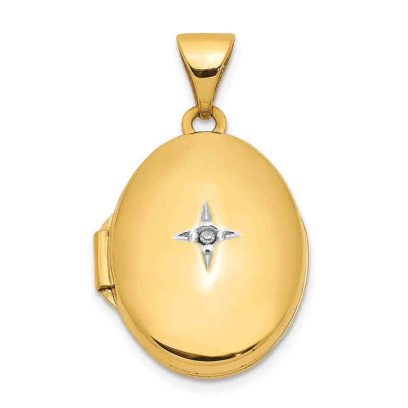 14K Gelbgold 14K Diamant Oval Medaillon