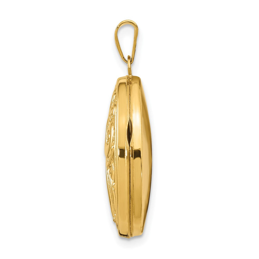 14K Gelbgold 14K Gewölbt Ranke Design Oval Medaillon