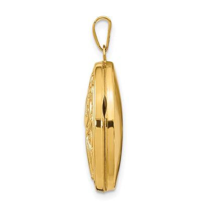 14K Gelbgold 14K Gewölbt Ranke Design Oval Medaillon