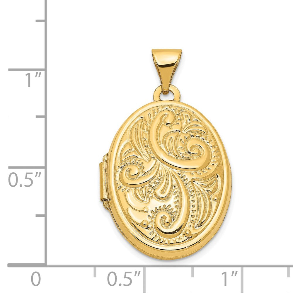 14K Gelbgold 14K Gewölbt Ranke Design Oval Medaillon