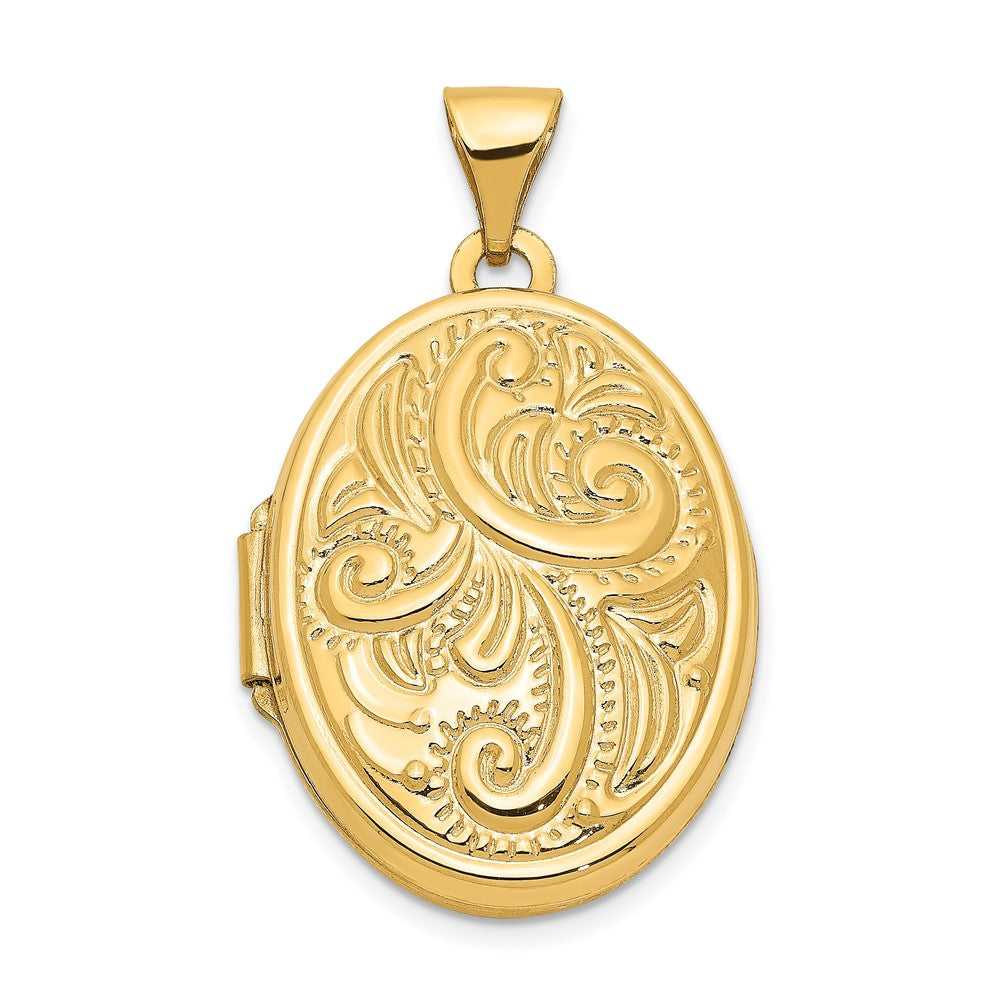 14K Gelbgold 14K Gewölbt Ranke Design Oval Medaillon