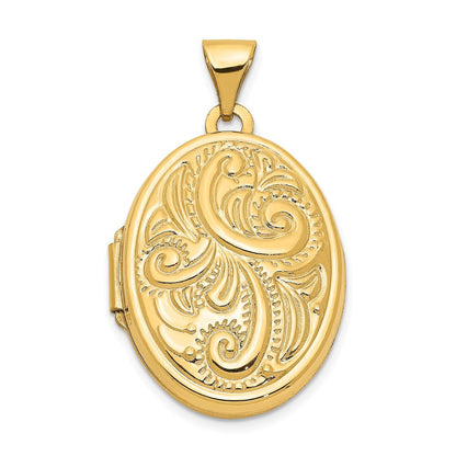 14K Gelbgold 14K Gewölbt Ranke Design Oval Medaillon