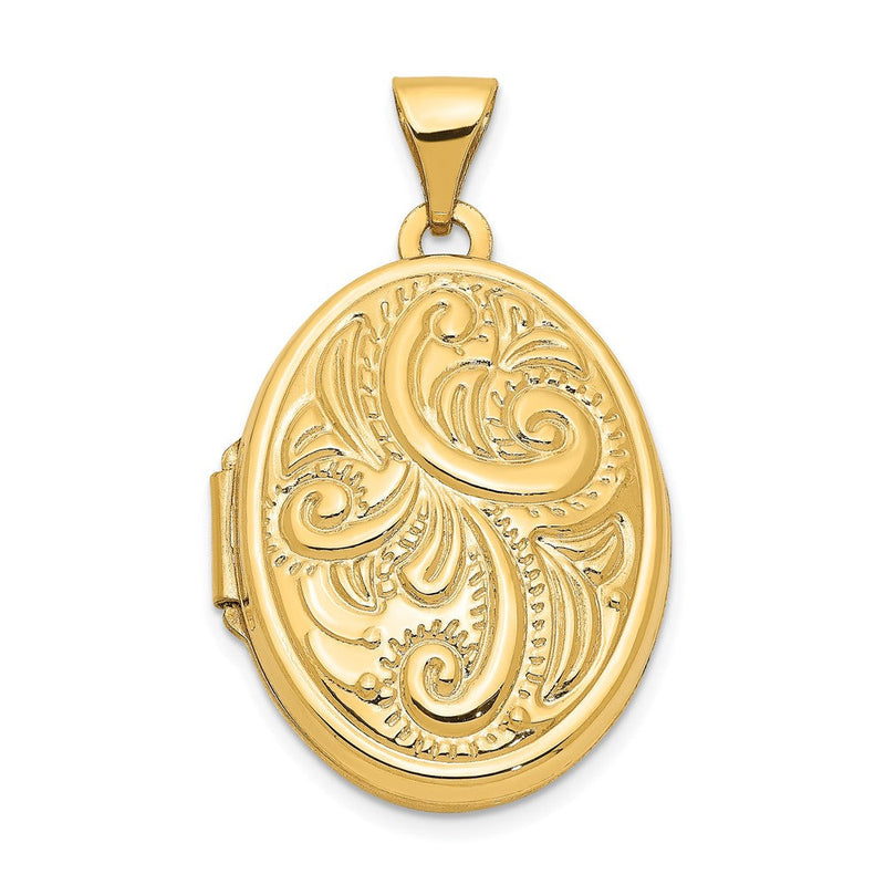 14K Gelbgold 14K Gewölbt Ranke Design Oval Medaillon