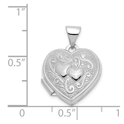 14K Weißgold 14K Weißgold Doppelt Herz Medaillon