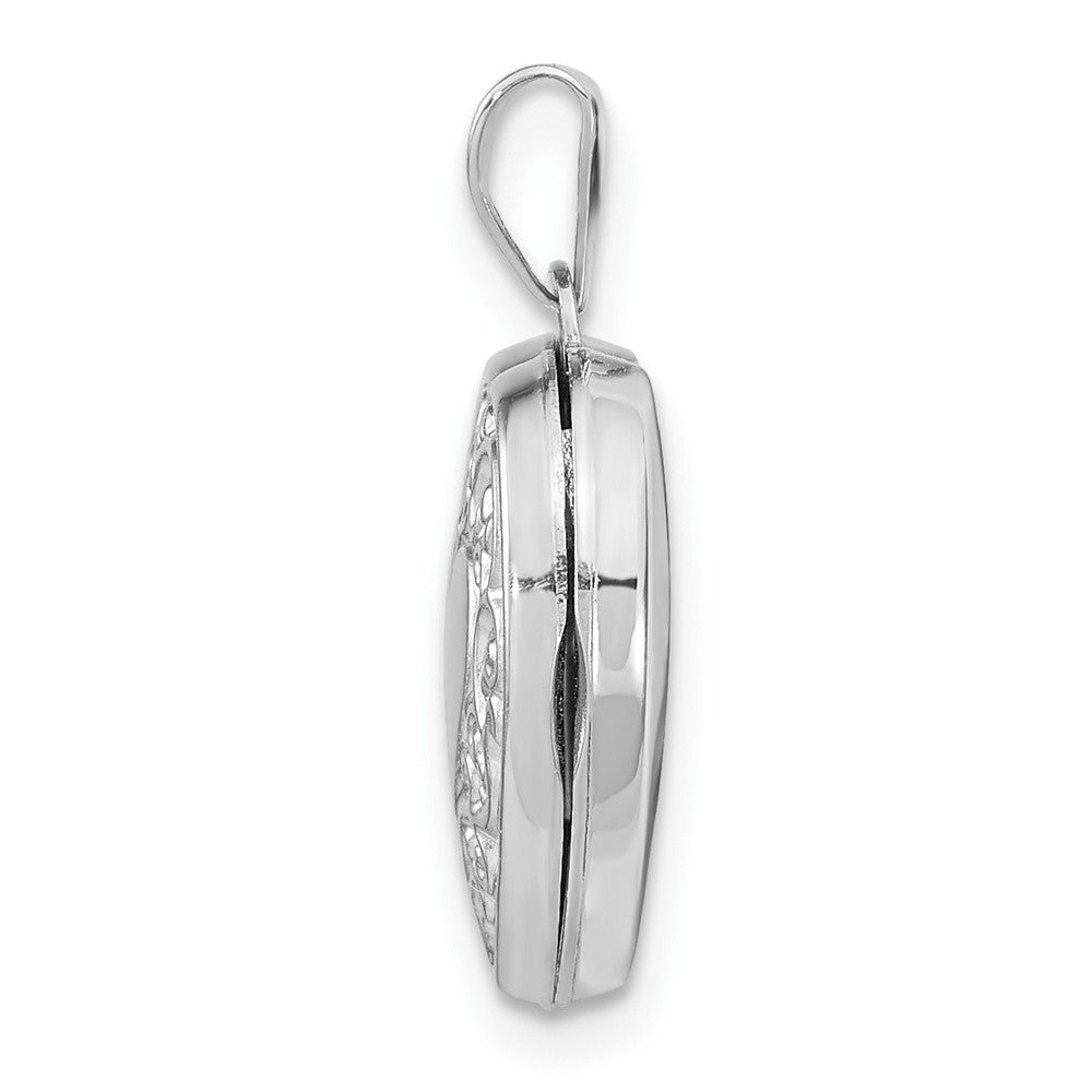 14K Weißgold 14K Weißgold Ranke Muster Herz Medaillon