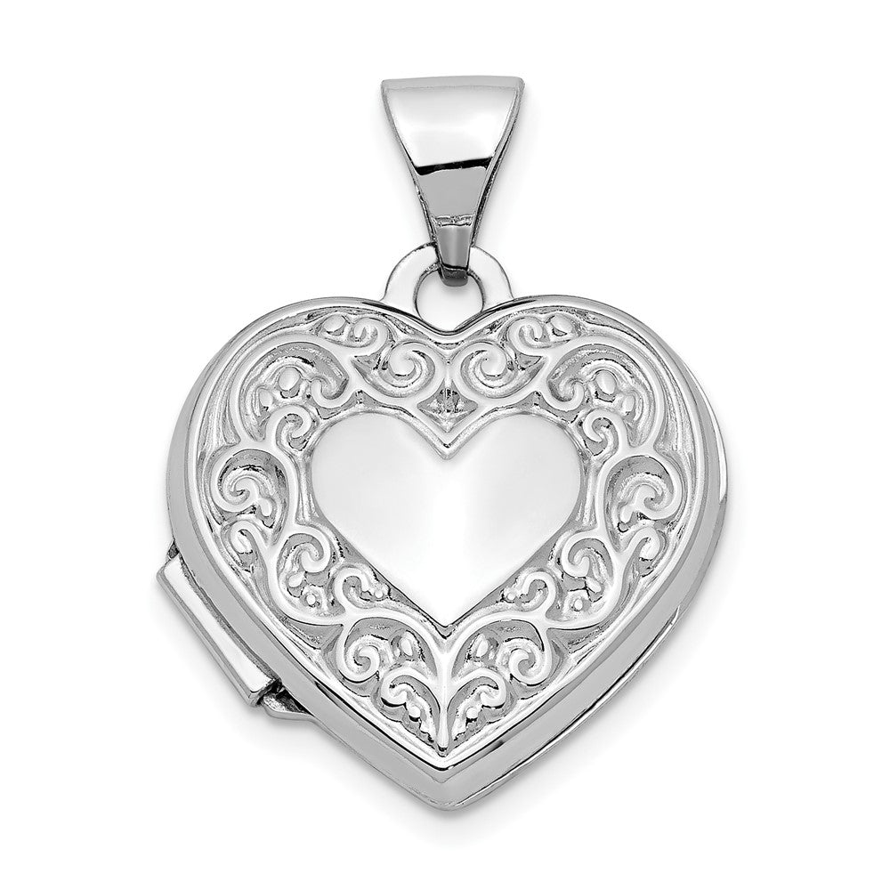 14K Weißgold 14K Weißgold Ranke Muster Herz Medaillon