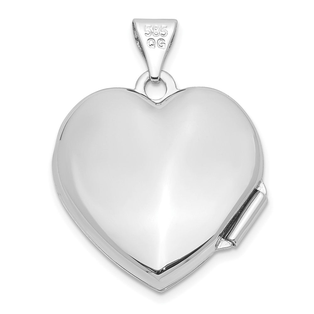 14K Weißgold 14K Weißgold Gewölbt Herz Medaillon