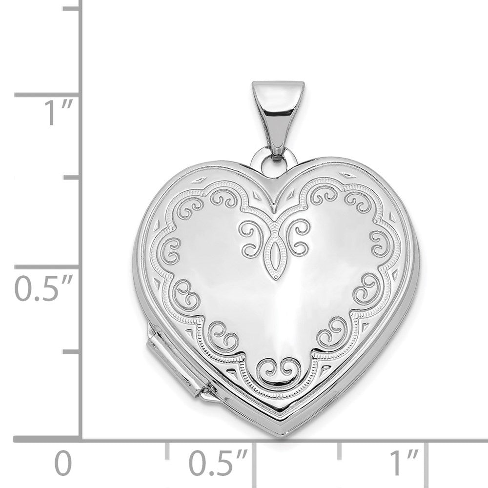 14K Weißgold 14K Weißgold Ranke Design Herz Medaillon