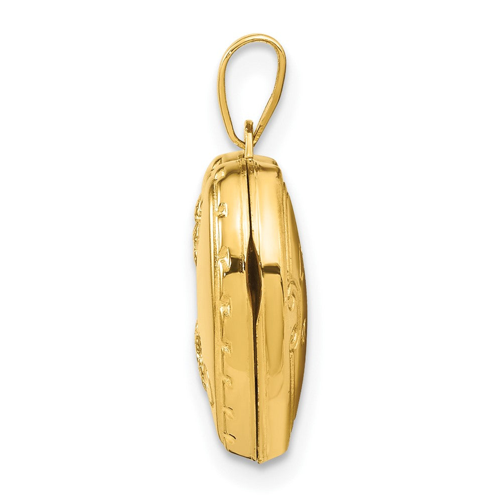 14K Gelbgold 14K Wendbar Blumen Liebe You Immer Herz Medaillon